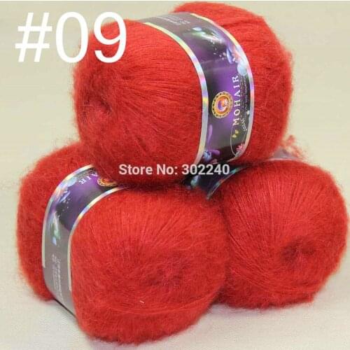 Lot of 3 balls MOHAIR 50% Angora goats Cashmere 50% silk hand Yarn Knitting red #09