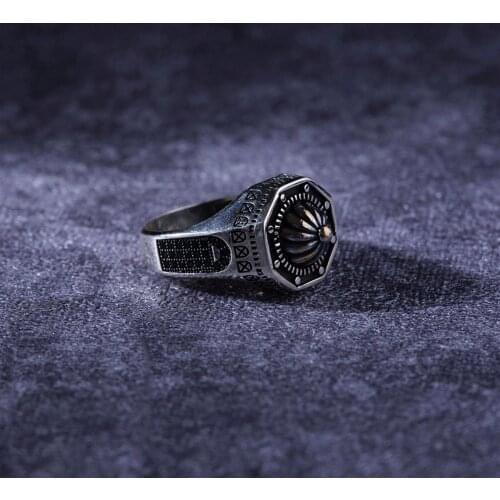 925 Sterling Silver Traditional Handmade Special Craftmanship Engrave Turkish Signet Ring Jewelry Gift From Turkey for Women Men