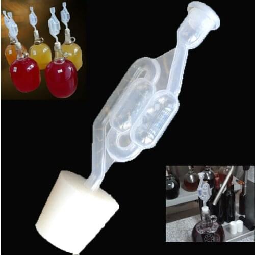 Home Brew Wine Stopper with S-Shape Brewing Airlock Fermentation Airlock Rubber Stopper Silicone Plug With Hole Valve Bubbler