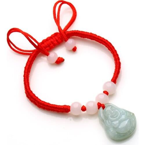Real 100% Natural A Grade Jade/Jadeite Buddha Knitted Bracelet Adjustable