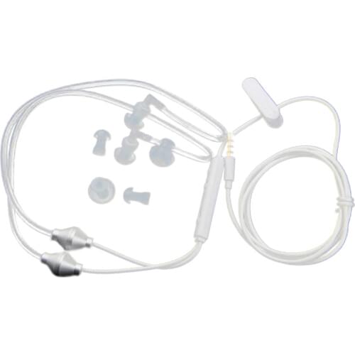 RISE Anti Radiation Binaural Earphones Stereo Headphones w/Microphone Universal 3.5mm Noise Cancelling Air Tube Acoustic Earbuds