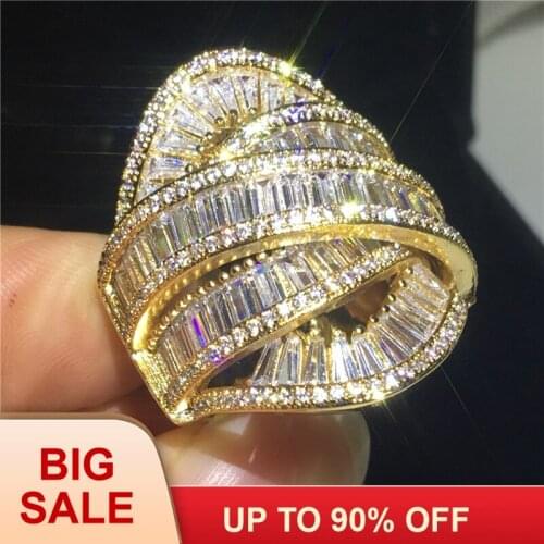 Handmade Big Across Jewelry Silver color ring AAAAA Zircon Cz Party wedding band rings for women men Finger Gift