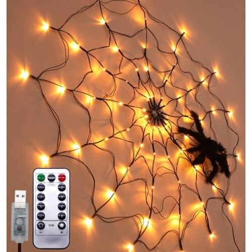 Halloween Spider Net Halloween Decoration Light Lamp Spider Web Led String Light Festival Party Hotel Chandelier Net Lights