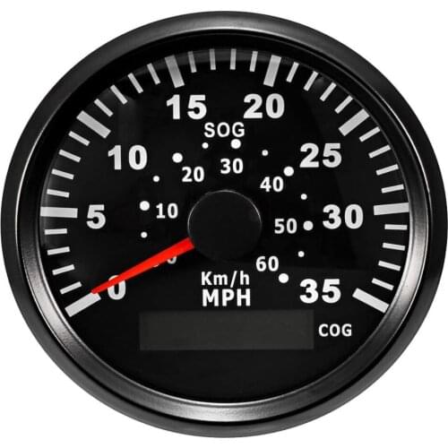 Universal GPS Speedometer Speedo Gauge 0-35MPH for Boat Yacht Vessel 3-3/8'' (85mm) 9-32V (LED Shows Course not Odometer)