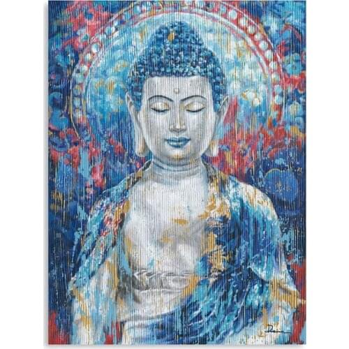 Vintage Buddhism Gautam Buddha Statue Canvas Zen Wall Art Painting Prints On Canvas Wall For Living Room Office Home Decor