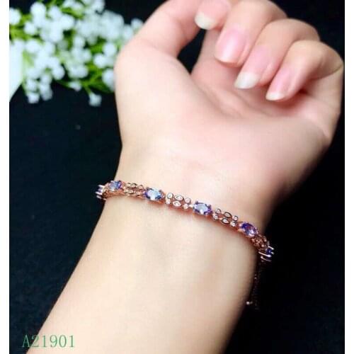 KJJEAXCMY boutique jewelry 925 Silver-inlaid Natural Tanzanite Bracelet Support Detection