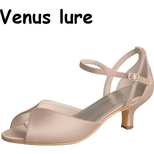23 Colors Peep Toe Short Heel Sandals Ladies in Wedding Day Nude Color