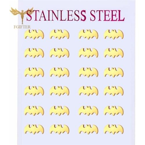 Fashion Animal Earrings Golden Bat Design Stud Earring Women Men Stainless Steel Jewelry Accessory Wholesale