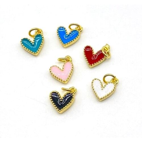 10pcs/lot Enamel Jewelry Small Heart Charms For Jewelry Making