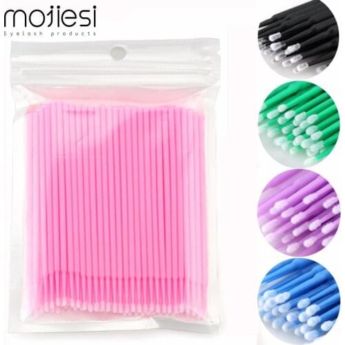100PCS Disposable Color Cotton Swab Applicator Grafting Eyelash Cleaner Cotton Swab Extension Makeup Tool Eyelashes