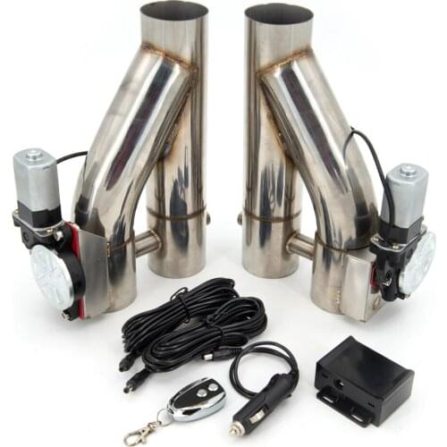 2Pcs Stainless Steel Double Valve Exhaust Cutout Pipe Muffler Bypass Exhaust Trim Down Tube Remote Control DYTR