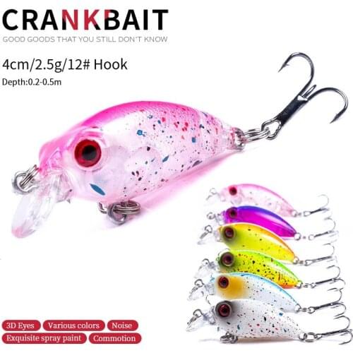 4cm 2.5g Fishing Lures Shallow Deep Diving Swimbait Crankbait Fishing Wobble Hard Baits for Bass Trout Freshwater and Saltwater