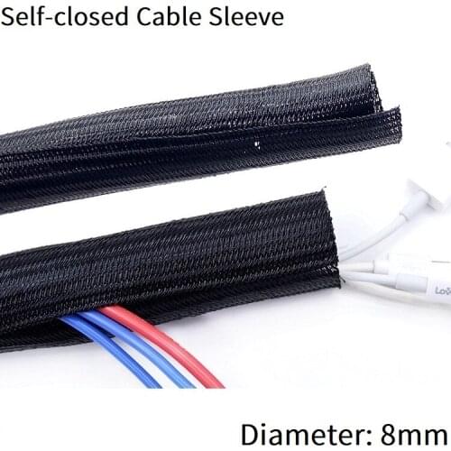 8mm Cable Sleeve PET Expandable Braided Self Closing Cable Management Loom Insulated Split Harness Sheath Wire Wrap Protection
