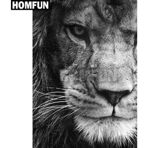 HOMFUN Full Square/Round Drill 5D DIY Diamond Painting "Animal lion" 3D Embroidery Cross Stitch 5D Home Decor A00207