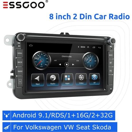 Essgoo Car Radio 2 Din Android 9.1 Autoradio GPS Bluetooth 8'' 2G+32G Car Multimedia Player For Volkswagen Polo VW Seat Skoda