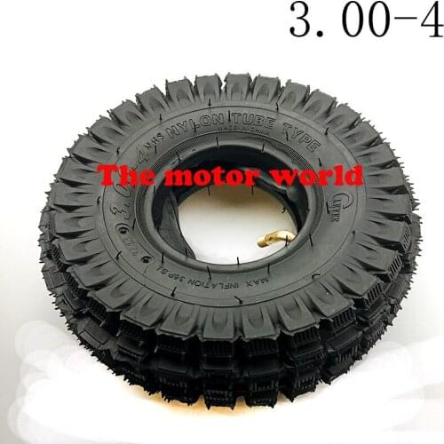 Free Shipping Good Reputation Tyre Fits for3.00-4 Knobby Scooter, ATV and Go Kart Tire and Tube Set, Gas Scooter Bike Motorcycle