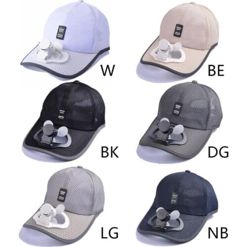 Adult Summer Sunscreen Baseball Cap with USB Rechargeable Mini Cooling Fan Breathable Mesh Adjustable Snapback Hat