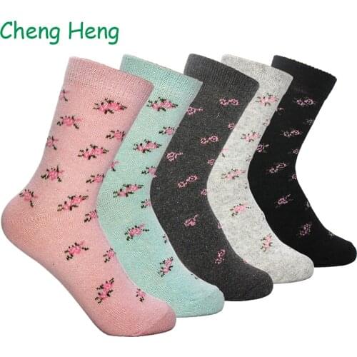 Fashion New Womens Rabbit Wool Socks Spring Winter Thick Warmth Beautiful Floral Pattern Sweet Style Comfortable Soft Meias Sock