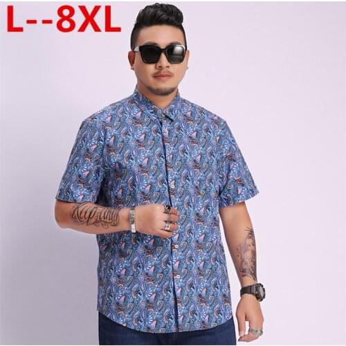 5XL Plus 6XL size 8XL Mens Hawaiian Shirt Male Casual camisa masculina Printed Beach Shirts Short Sleeve Summer men clothes 2020