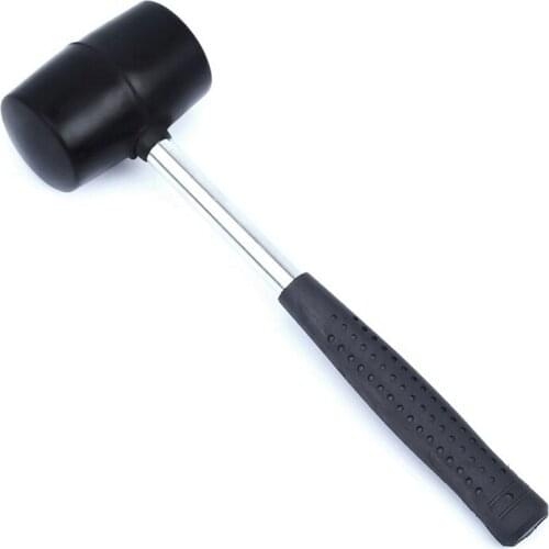 Non-Elastic Black Rubber Hammer Wear-Resistant Hammer with Round Head and Non-Slip Handle DIY Hand Tool