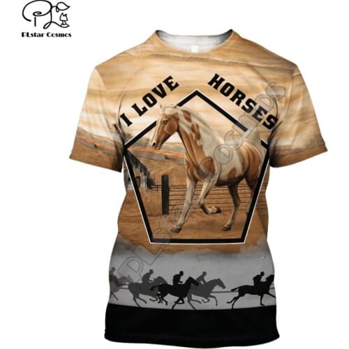 PLstar Cosmos Love Racing Horse Camo Animal New Fashion Pullover Funny 3Dprint Unisex Summer T-shirt Short Sleeve Men/Women B-1