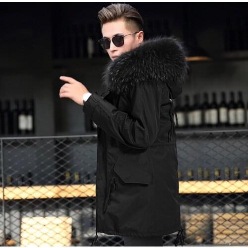 2020 Parka Real Fur Coat Men Jacket Natural Raccoon Fur Liner Thick Warm Mens Winter Parkas Clothes Manteau Homme Hiver KJ3792