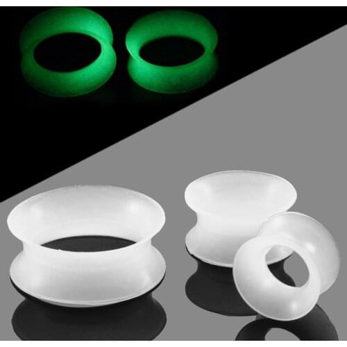 2Pcs Piercing Glow In Dark Silicone Ear Plugs Tunnel Flesh Expander Tragus Oreja Cartilage Earring Piercing Body Jewelry