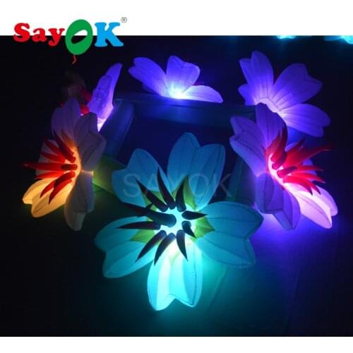 Sayok 6m Long(6 flowers)Inflatable Flower Chain Inflatable LED Flower with 16 Color Lights for Wedding Backdrop Party Decoration