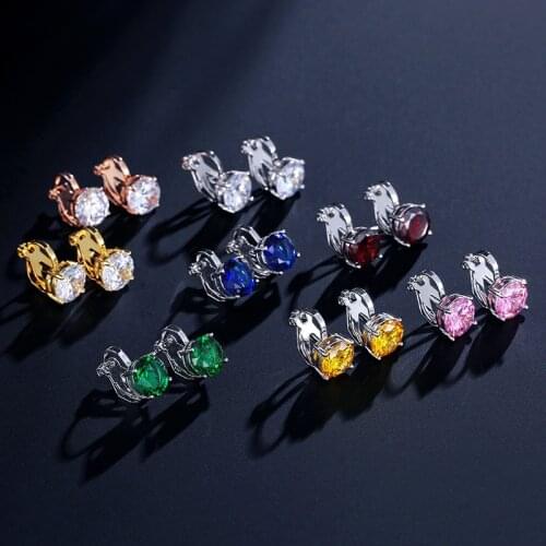 New Trendy 7mm Cubic Zirconia Clip Earrings Exquisite Crystal Earrings For Women Personality exaggeration wedding Jewelry