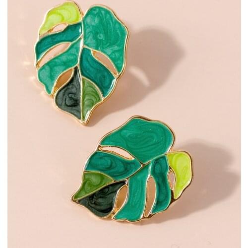Lost Lady Plant Green Leaf Enamel Drop Earrings for Women Spring Fashion Statement Earrings Wholesale jewelry Paty Gifts Bijoux