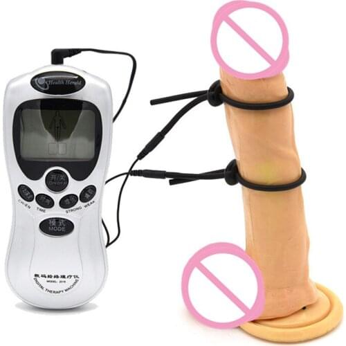 Electric Shock Feeling Silicone Penis Ring Medical Therapy Massager Electric Stimulator Adult Sex Toys For Couples
