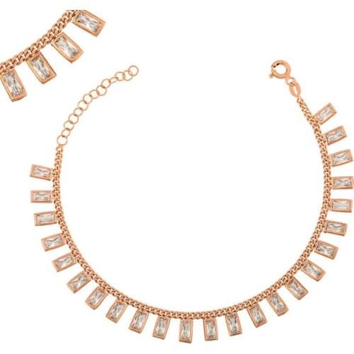 Tevuli 925 Sterling Silver Baguette Cubic Zirconia Women Bracelet