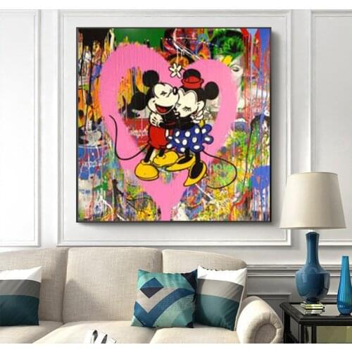 Street Graffiti Art Mickey & Minnie Love life Poster Funny Disney Canvas Painting Print Wall Art Picture for Living Room Cuadros