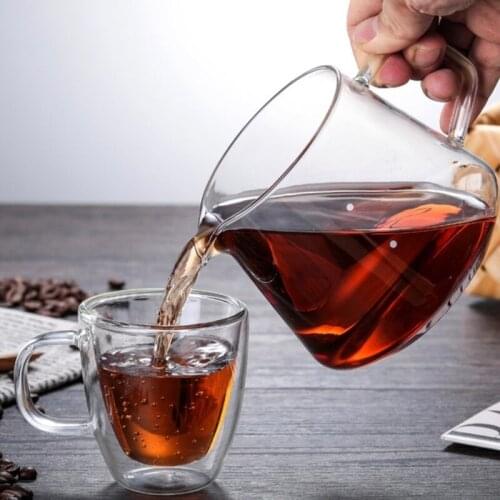 High-Temperature Resistant Glass Anti-Scald Coffee Maker Coffee Milk Water Pot With Scale Filter Home Coffee Machine Cup