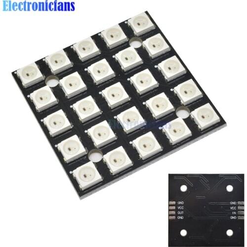 WS2812B 5X5 Bit 5050 RGB LED Lamp Panel Module Full Color Driver 25 Bit Color Lamp Development Board Module