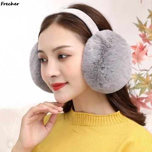 Women Men Winter Warm Cute Faux Furry Earmuffs Headband Outdoor Windproof Solid Color Foldable Fluffy Ear Covers Warmers