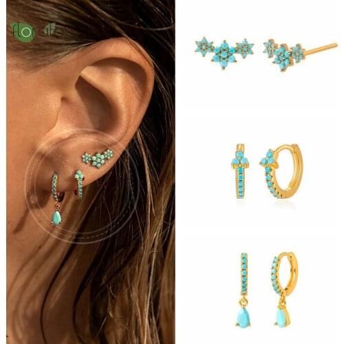 Zircon 925 Silver Ear Needle Crystal Flower Shaped Small Stud Earrings Romantic Wedding Charming Women Fashion Precious Jewelry