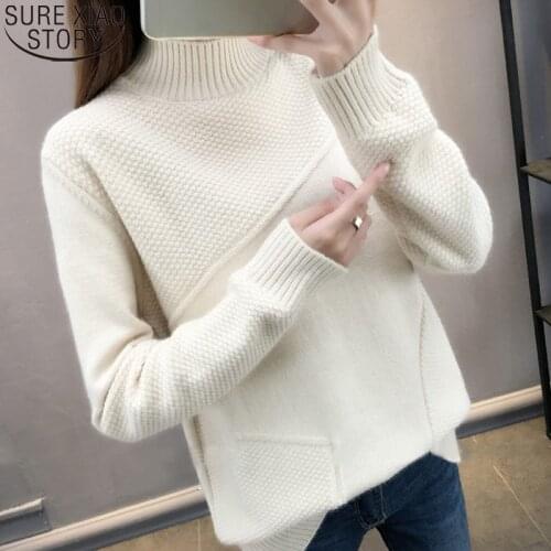 Women Long Sleeve Knitted Sweater Turtleneck 2021 Korean Thicken Winter Sweaters Fashion Solid Pullover Winter Clothes 10808