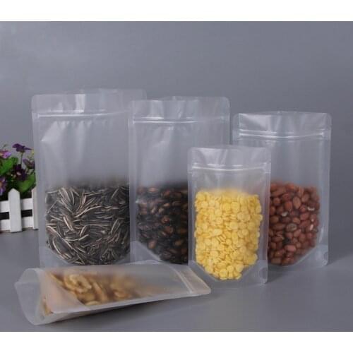 10pcs Transparent Zip Lock Plastic Bag Stand up Frosted Zipper Self Sealing Ziplock Reclosable Poly Bag Food Gift Packaging Bag