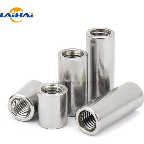 2/10pcs M3 M4 M5 M6 M8 M10 304 Stainless Steel Extend Long Lengthen Round Coupling Nut Connector Joint Sleeve Tubular Nut