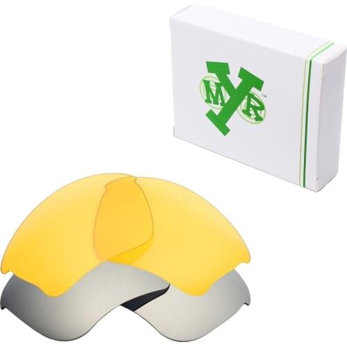 2 Pairs Mryok Replacement Lenses for Oakley Half Jacket XLJ Sunglasses Silver Titanium & HD Yellow