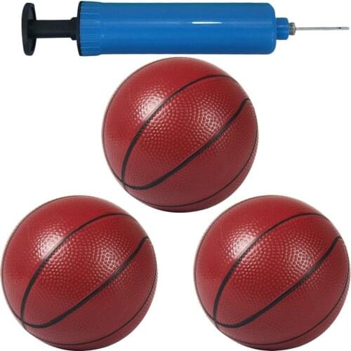 3pcs 17cm Inflatable PVC Basketball Toys Patting Balls Sports Toy Parent-Child Games With Random Color Inflator