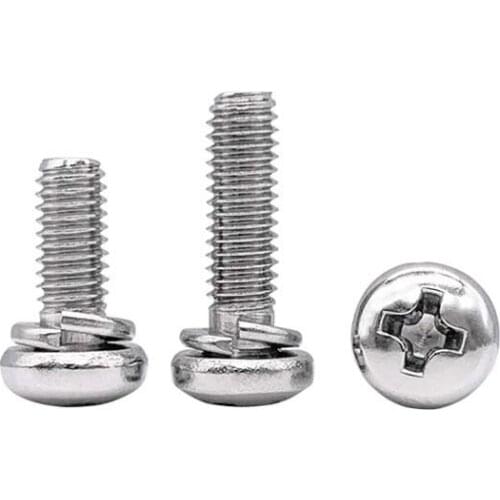 30pcs M4 Phillips pan head screws with washer two combination screw mechanical bolts steinless steel bolt 8mm-30mm long
