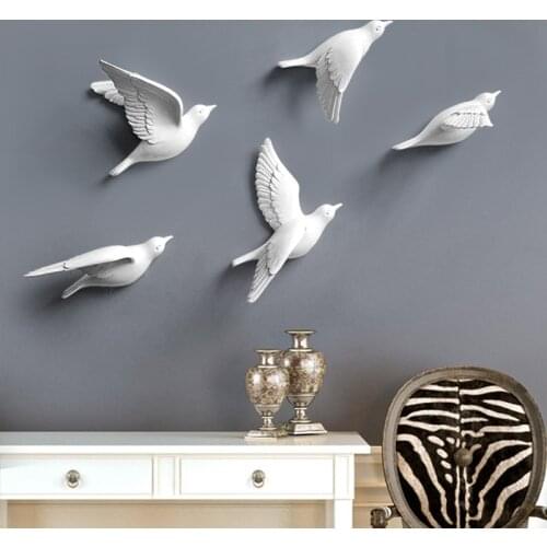 RESIN BIRDS CREATIVE FOR WALL 3D STICKER LIVING ROOM ANIMAL FIGURINE WALL MURALS TV WALL BACKGROUND DECORATIVE HOME DECOR BIRDS