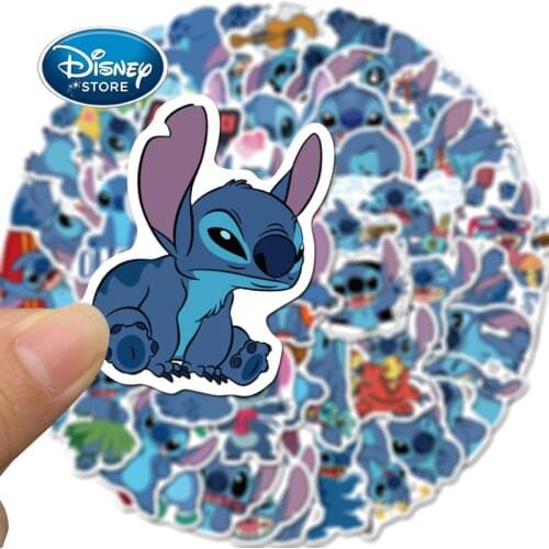 50 Pieces/Set Disney Lilo & Stitch Anime Sticker Cartoon Stitch Graffiti Sticker Toy Waterproof Laptop Skateboard Cup Stickers