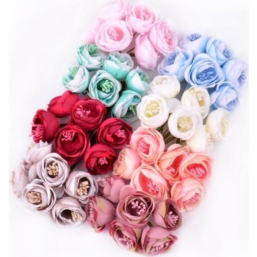 6pcs New Artificial flower stamens rose bouquet wedding home Christmas decoration flower scrapbooking DIY garland gift box