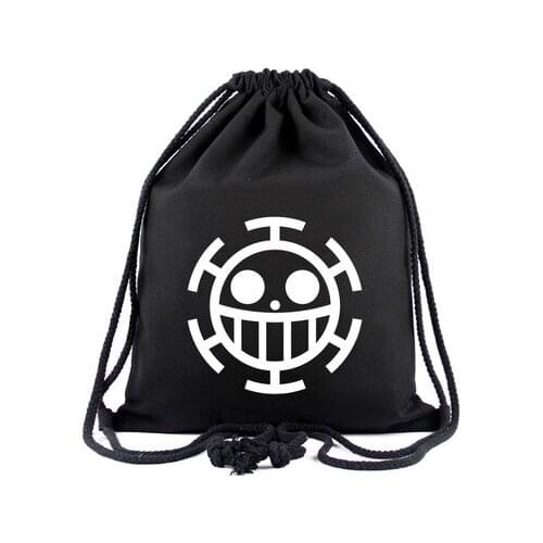 Anime ONE PIECE Monkey D. Luffy cosplay black Backpacks school bag Man woman Cute Cartoon Canvas Drawstring Bag Laptop bag
