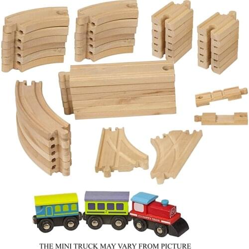 Freeship 43pc/set Compatible with all major brands kids wood train rail track section connector play toys parts fit universal