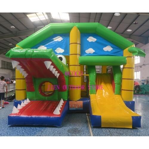Free air ship to door! 5x4x3m Funny Inflatable Jumping Castle Inflatable Bounce House Crocodile Bouncy Castle combo slide
