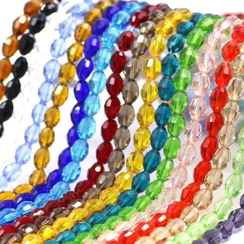 Austrian Style Crystal Rice Shape Beads(70/LOT) 6x8MM Faceted Spacer Olive Beads Loose Glass Supply Bracelet DIY Bijuterias